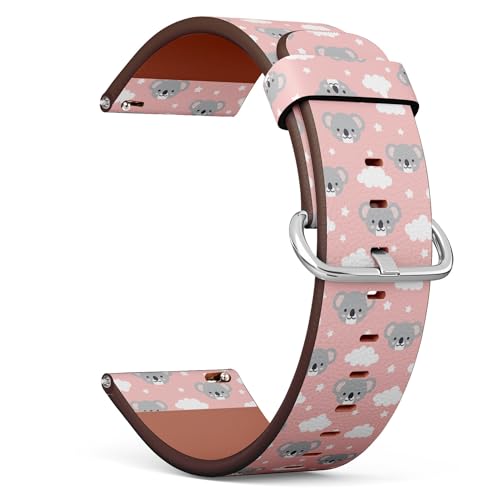 THAZEE 20 mm Schnellverschluss-Ersatz-Lederarmband (süßes Koala-Tier), Smartwatch-Armband für Damen und Herren, Kunstleder, Kein Edelstein von THAZEE