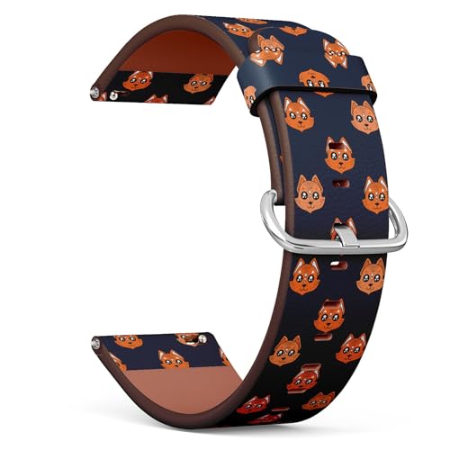 THAZEE 20 mm Schnellverschluss-Ersatzarmband aus Leder (niedliche Fuchsmädchen) Smartwatch-Armband für Damen und Herren, Kunstleder, Kein Edelstein von THAZEE