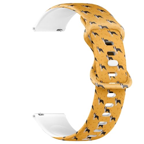 THAZEE 20 mm Schnellverschluss-Sportuhrband aus weichem Silikon (Dog Boston Terrier), Ersatz-Gummiband für Damen und Herren, Silikon, Kein Edelstein von THAZEE