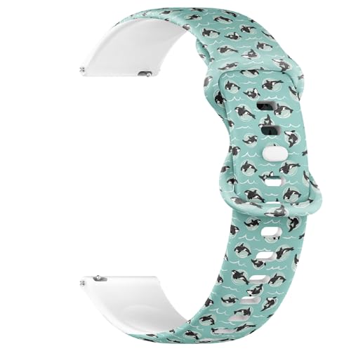 THAZEE 20 mm Schnellverschluss-Sportuhrband aus weichem Silikon (Orcas Bubbles 2), Ersatz-Gummiband für Damen und Herren, Silikon, Kein Edelstein von THAZEE