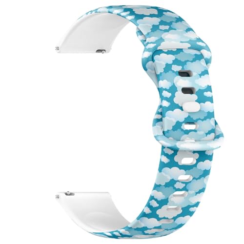 THAZEE 20 mm Schnellverschluss-Sportuhrband aus weichem Silikon (blaue Wolken) Ersatz-Gummiband für Damen und Herren, Silikon, Kein Edelstein von THAZEE