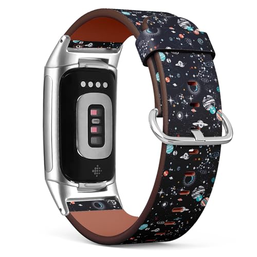 THAZEE Kompatibel mit Fitbit Charge 5 / Fitbit Charge 6 Ersatz-Lederarmband (Galaxy Constellation) Smartwatch-Armband für Damen und Herren, Veganes Leder, Kein Edelstein von THAZEE