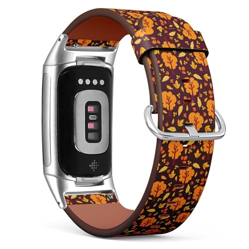 THAZEE Kompatibel mit Fitbit Charge 5 / Fitbit Charge 6 Ersatz-Lederarmband (Herbst) Smartwatch-Armband für Damen und Herren, Veganes Leder, Kein Edelstein von THAZEE