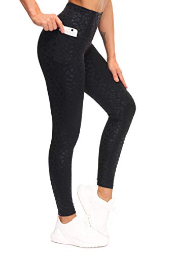 THE GYM PEOPLE Bauchkontrolle, Workout-Leggings mit Taschen, hohe Taille, athletische Yogahose für Frauen, Laufen, Wandern - Schwarz - Klein von THE GYM PEOPLE