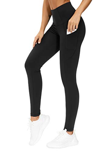 The Gym People Dicke Yogahose mit hoher Taille mit Taschen, Bauchkontrolle, Workout, Laufen, Yoga, Leggings für Damen, Schwarz, M von THE GYM PEOPLE