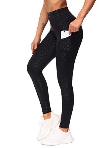 THE GYM PEOPLE Dicke Yogahose mit hoher Taille mit Taschen, Bauchkontrolle Workout Laufen Yoga Leggings für Frauen, Schwarz Leopard, X-Groß von THE GYM PEOPLE