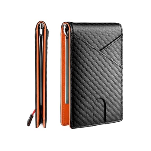 Carbon Männer Brieftaschen Geld Tasche Dünne Dünne Karte Mann Brieftasche Luxus Männlichen Kleine Kurze Geldbörse Bi-Fach Vallet(Color:Orange) von THEPOS