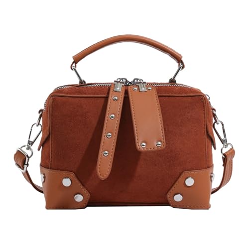 Handtasche Damen 2024 Retro Kleine Quadratische Tasche Modische Pendler Umhängetasche Umhängetasche (Color : Brown, Size : 19 * 9 * 13cm) von THEPOS