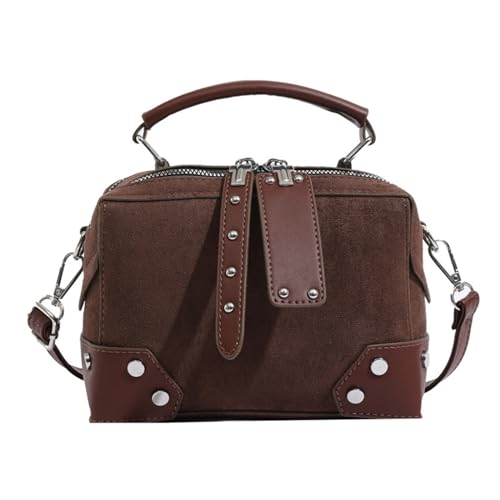 Handtasche Damen 2024 Retro Kleine Quadratische Tasche Modische Pendler Umhängetasche Umhängetasche (Color : Coffee, Size : 19 * 9 * 13cm) von THEPOS