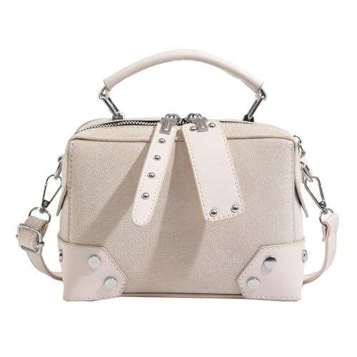 Handtasche Damen 2024 Retro Kleine Quadratische Tasche Modische Pendler Umhängetasche Umhängetasche (Color : Off white, Size : 19 * 9 * 13cm) von THEPOS