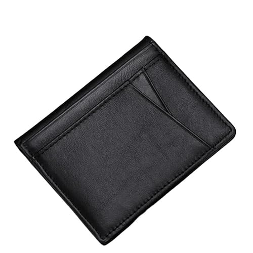 THEPOS Dünne, weiche Geldbörse aus echtem Leder, Mini-Kreditkartenetui, Geldbörse mit Mehreren Karten, schmaler Kleiner Kartenhalter, Herren-Geldbörse (Color : Black) von THEPOS