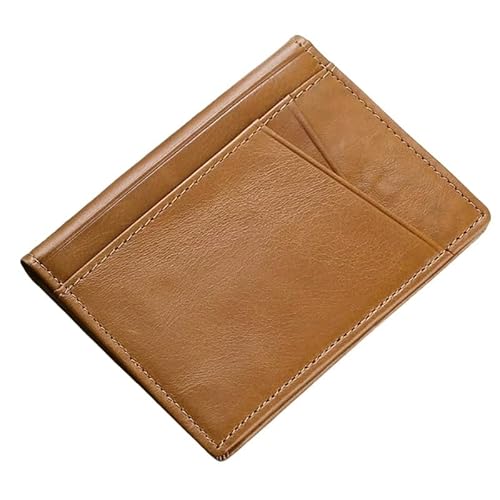 THEPOS Dünne, weiche Geldbörse aus echtem Leder, Mini-Kreditkartenetui, Geldbörse mit Mehreren Karten, schmaler Kleiner Kartenhalter, Herren-Geldbörse (Color : Brown) von THEPOS