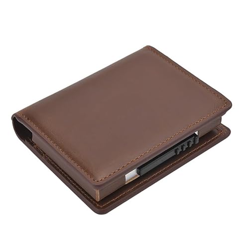 THEPOS Herren-Geldbörse, Kreditkartenetui, RFID-blockierendes, diebstahlsicheres, antimagnetisches Kartenfach (Color : Brown) von THEPOS