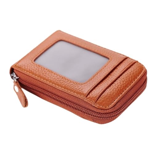 THEPOS Leder-Kreditkartenetui for Herren und Damen, Geldbörse, Bank-Leder-Geldbörsen, Clip-Designer-Kartenhalter(Color:Brown) von THEPOS