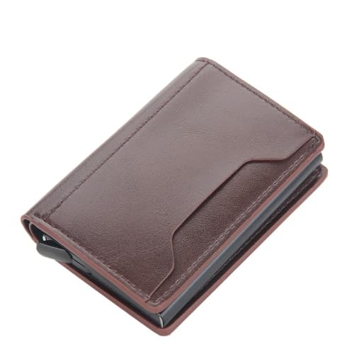 THEPOS Männer Karte Brieftaschen Kleine Karte Brieftaschen Carbon Faser Mini männer Brieftasche PU Leder Schlanke Männliche Geldbörsen (Color : Coffee) von THEPOS