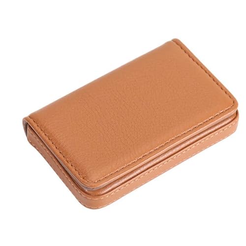 THEPOS PU-Leder + Edelstahl Herren Kreditkartenetui Damen Metall Bankkarte Kartenbox(Color:Brown) von THEPOS