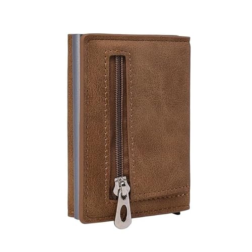 THEPOS PU-Leder-Herren-Geldbörse, RFID-antimagnetischer Kreditkartenhalter mit Organizer-Münzfach und Geldklammern(Color:Brown-1) von THEPOS