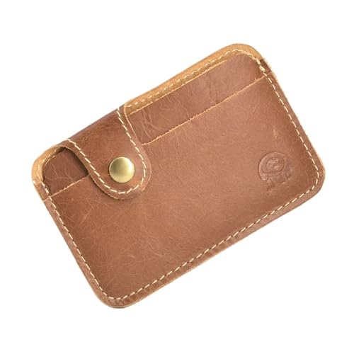 THEPOS Praktisches Kreditkartenetui aus Leder for Damen und Herren – Mini-Visitenkartenetui mit Bargeldfach und Karte (Color : Brown) von THEPOS