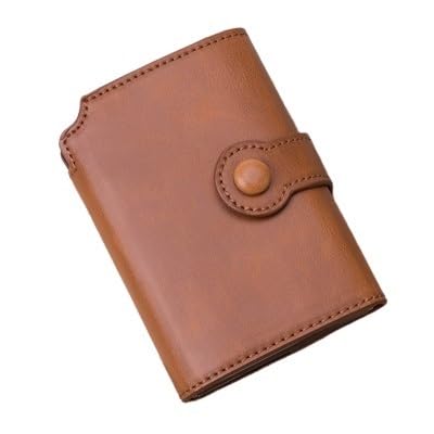 THEPOS RFID-Geldbörse, schwarz, for Herren, RFID-Knopf, Kreditkartenetui, Aluminium, Auto-Geldbörse(Color:Brown) von THEPOS