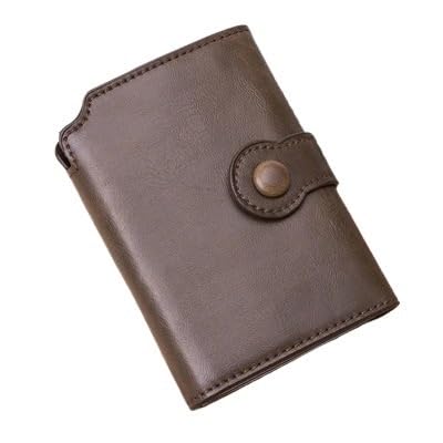 THEPOS RFID-Geldbörse, schwarz, for Herren, RFID-Knopf, Kreditkartenetui, Aluminium, Auto-Geldbörse(Color:Coffee) von THEPOS