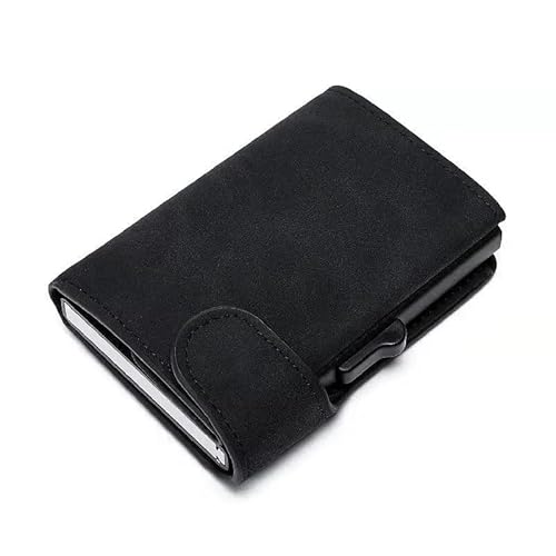 THEPOS Smart Wallet ID Kreditkartenetui Leder Ultradünn Business Herren Cardbag Automatische Pop-up-Anti-Diebstahl-Bürste Kartenbox(Color:Black) von THEPOS