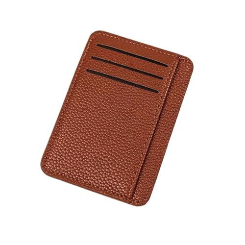 THEPOS Ultradünnes Reißverschluss-Kreditkartenetui aus Leder for Herren, schlanke, Schlichte Geldbörse, Karteninhabertaschen (Color : Coffee no Zipper) von THEPOS