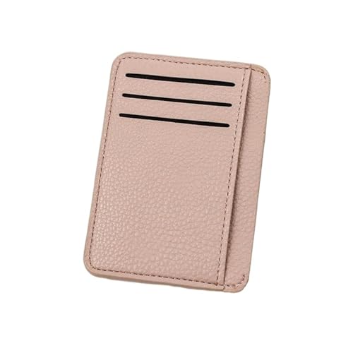 THEPOS Ultradünnes Reißverschluss-Kreditkartenetui aus Leder for Herren, schlanke, Schlichte Geldbörse, Karteninhabertaschen (Color : Pink no Zipper) von THEPOS