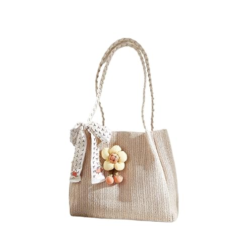 THEPOS Woven Bag Damen 2024 vielseitige Umhängetasche Seaside Umhängetasche Pendlertasche (Color : C5, Size : 32 * 12 * 27cm) von THEPOS