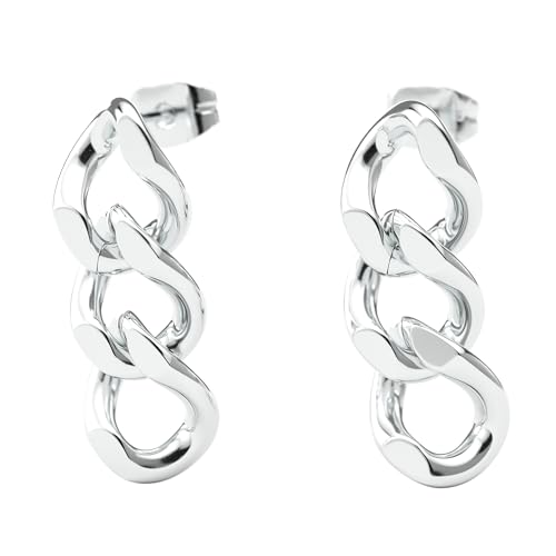 THIORA Kettenglieder Ohrschmuck | Langlebiger Edelstahl | Elegante Gliederohrringe für Damen | Trendige Ohrstecker | Statement-Accessoire (Silber) von THIORA