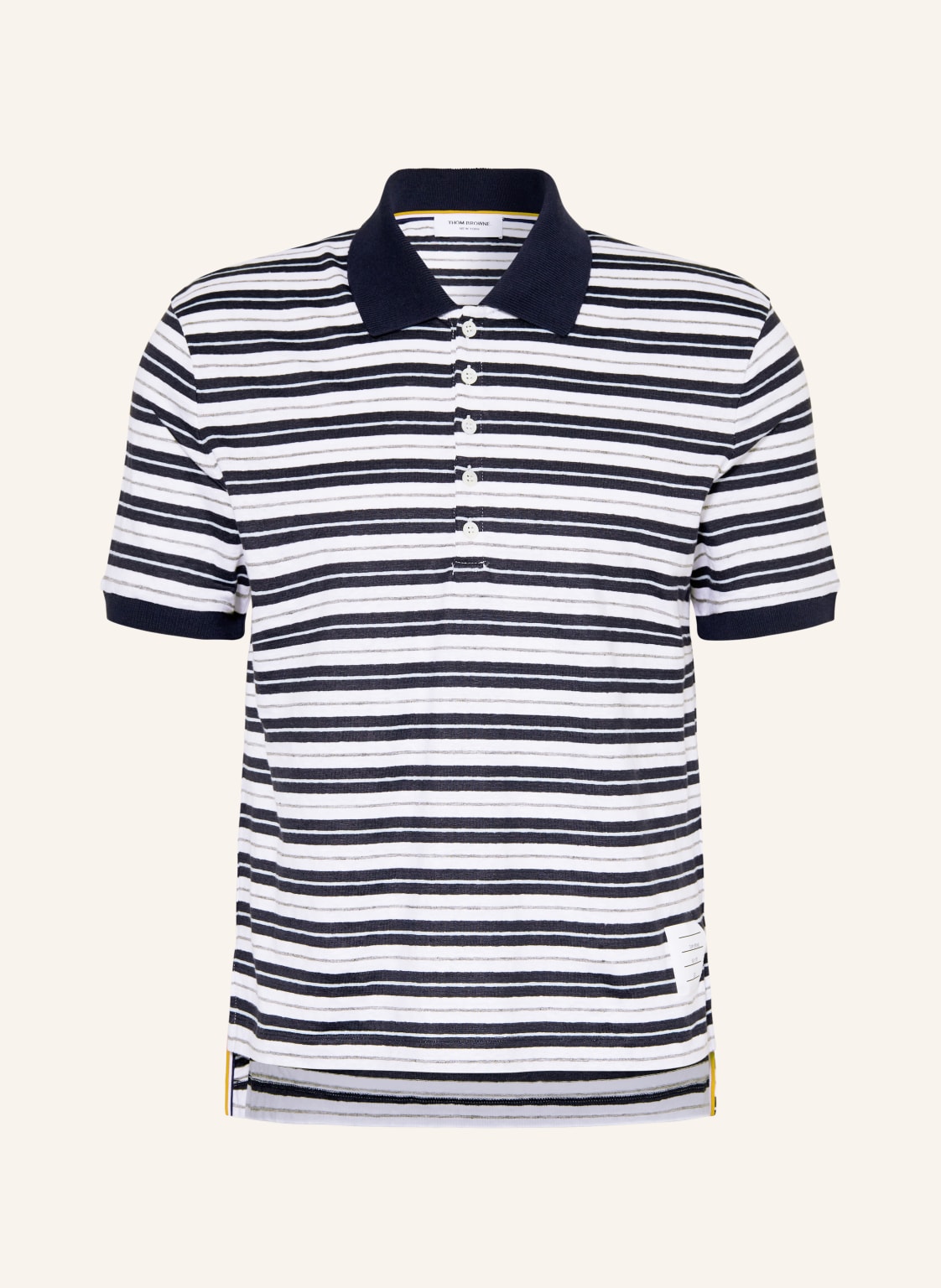 Thom Browne. Strick-Poloshirt Aus Leinen blau von THOM BROWNE.