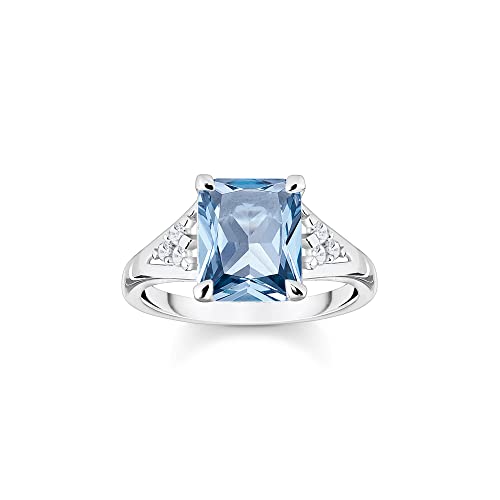 Thomas Sabo Damen Ring aus Sterling-Silber mit Zirkonia-Steinen in Weiß und Blau, Gr. 54, TR2362-059-1-54 von THOMAS SABO