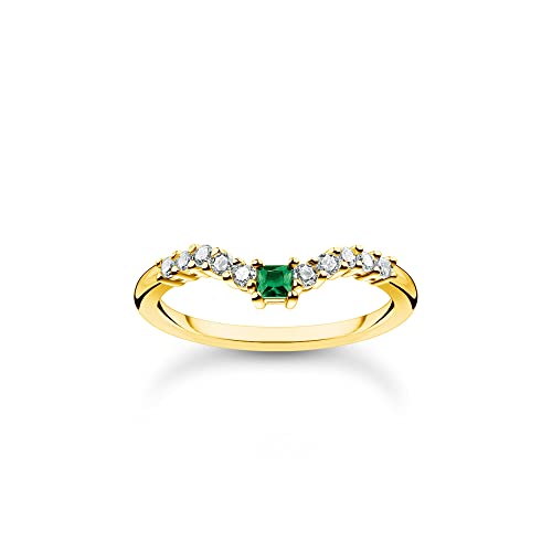 THOMAS SABO Damen-Ring Grüner Stein Vergoldet TR2398-971-7-52 Ringgröße 52/16,6 von THOMAS SABO