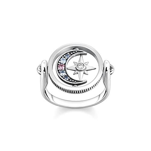 THOMAS SABO Damen Ring Royalty Stern & Mond silber 925 Sterlingsilber, Geschwärzt TR2377-945-7 von THOMAS SABO