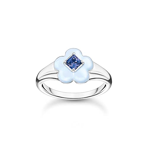 THOMAS SABO Damen Ring mit blauer Blume silber 925 Sterlingsilber, Kaltemail TR2433-496-1 von THOMAS SABO