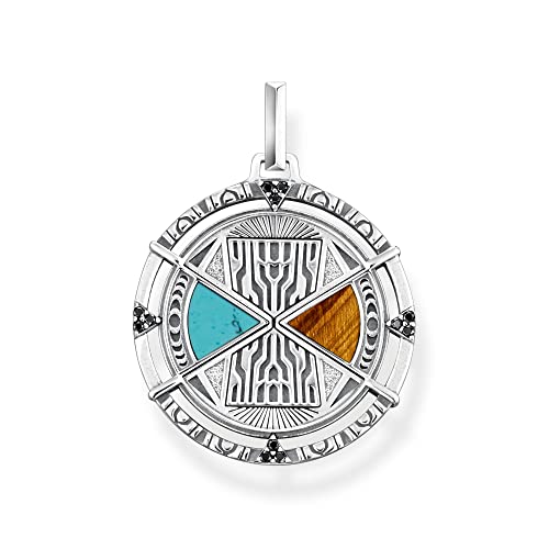 Thomas Sabo Herren Ketten Anhänger Talisman, mit mehreren Zirkoniasteinen, Tigerauge und Türkis, 925er Sterlingsilber geschwärzt, Maße: 26 x 18 mm, PE951-364-7 Thomas Sabo Herren Ketten Anhänger Talisman, mit mehreren Zirkoniasteinen, Tigerauge und Türkis, 925er Sterlingsilber geschwärzt, Maße: 26 x 18 mm, PE951-364-7 von THOMAS SABO
