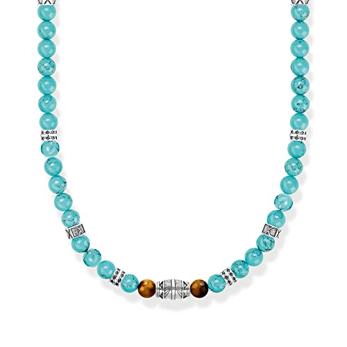 Thomas Sabo Herren Kette mit türkisen Beads und Tigerauge-Beads Silber, aus 925er Sterlingsilber, Länge 50cm, KE2180-364-17-L50 Thomas Sabo Herren Kette mit türkisen Beads und Tigerauge-Beads Silber, aus 925er Sterlingsilber, Länge 50cm, KE2180-364-17-L50 von THOMAS SABO