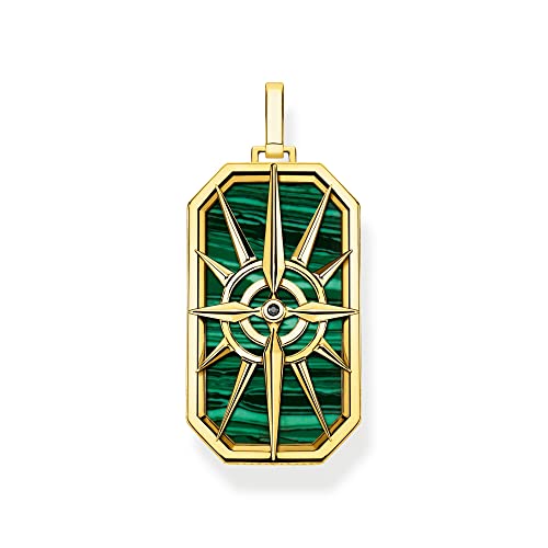Thomas Sabo Herren Ketten Anhänger Kompass Stern, mit schwarzen Zirkoniasteinen und Malachit, 925er Sterlingsilber geschwärzt und 750er Vergoldung, Maße: 44 x 20 mm, PE869-140-6 Thomas Sabo Herren Ketten Anhänger Kompass Stern, mit schwarzen Zirkoniasteinen und Malachit, 925er Sterlingsilber geschwärzt und 750er Vergoldung, Maße: 44 x 20 mm, PE869-140-6 von THOMAS SABO