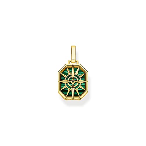 Thomas Sabo Herren Ketten Anhänger Kompass Stern, mit schwarzem Zirkoniastein und Malachit, 925er Sterlingsilber geschwärzt und 750er Vergoldung, Maße: 27 x 15 mm, PE911-140-6 Thomas Sabo Herren Ketten Anhänger Kompass Stern, mit schwarzem Zirkoniastein und Malachit, 925er Sterlingsilber geschwärzt und 750er Vergoldung, Maße: 27 x 15 mm, PE911-140-6 von THOMAS SABO