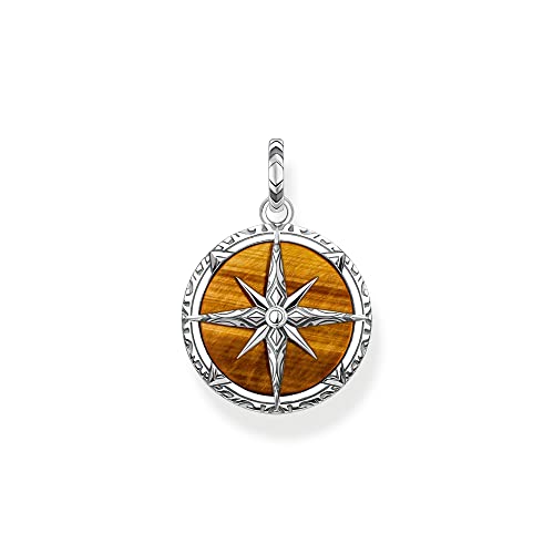 Thomas Sabo Herren Ketten Anhänger Kompass, mit Edelstein-Inlay aus braunem Tigerauge, 925er Sterlingsilber geschwärzt, Maße: 34 x 24 mm, PE833-826-2 Thomas Sabo Herren Ketten Anhänger Kompass, mit Edelstein-Inlay aus braunem Tigerauge, 925er Sterlingsilber geschwärzt, Maße: 34 x 24 mm, PE833-826-2 von THOMAS SABO