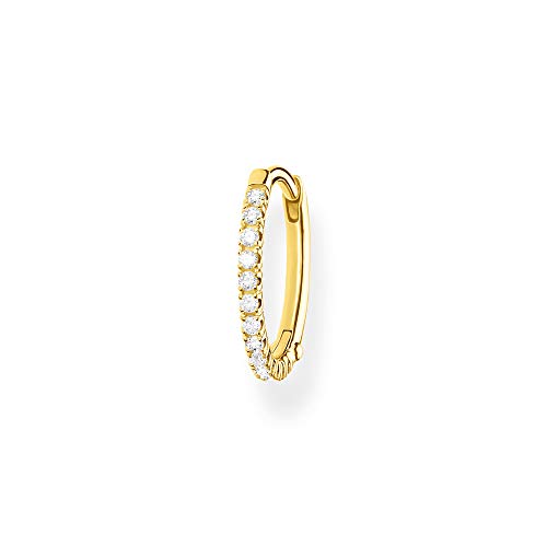 Thomas Sabo Damen Einzel Creole weiße Steine gold, 925 Sterlingsilber, Clipverschluss von THOMAS SABO