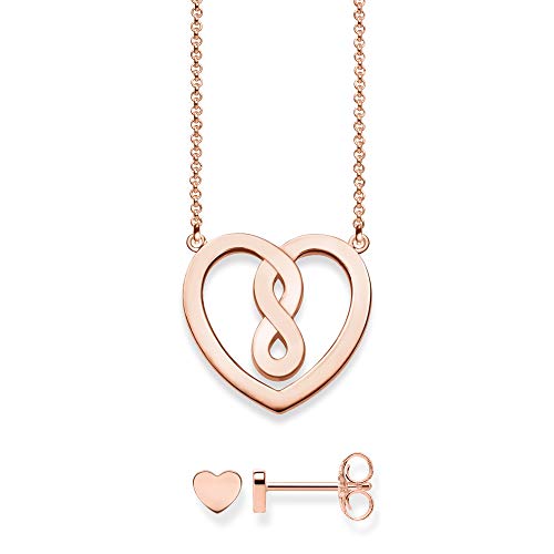 Thomas Sabo Damen-Halskette Herz mit Ohrring 925 Sterling Silber rosé gold 42 cm Schmuckverpackung SET0558-415-40-L42v von THOMAS SABO