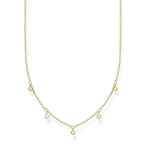Thomas Sabo Damen Halskette weiße Steine gold 925 Sterlingsilber, 40-45 cm Länge von THOMAS SABO