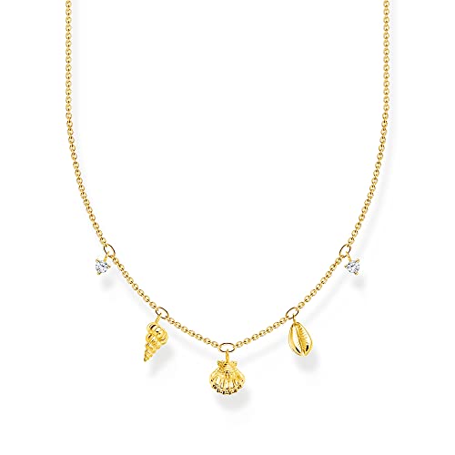 Thomas Sabo Damen Kette mit Muscheln gold, aus 925er Sterlingsilber mit strahlender 750er Gelbgold-Vergoldung im maritimen Design, Länge 45cm, KE2158-414-14-L45V von THOMAS SABO