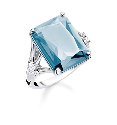 Thomas Sabo Damen-Ring Stein Blau groß mit Stern 925 Sterlingsilber TR2261-644-31-50 von THOMAS SABO