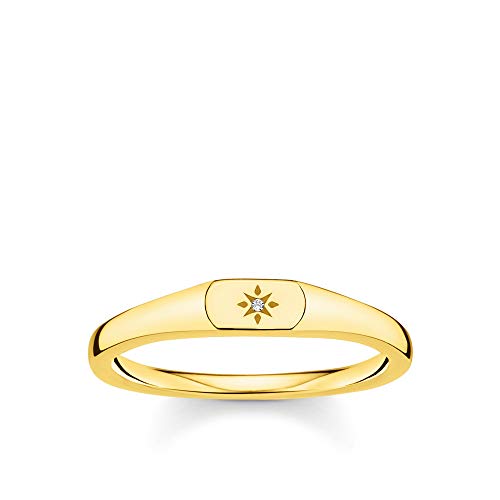 Thomas Sabo Damen-Ring Stern Gold 925 Sterling Silber 18 Karat Gelbgold TR2314-414-14, 52 (16.6), Silber, Zirkonia von THOMAS SABO