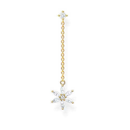 Thomas Sabo Damen Einzel Ohrring Gold Blume weiße Steine 925 Sterlingsilber H2198-414-14 von THOMAS SABO