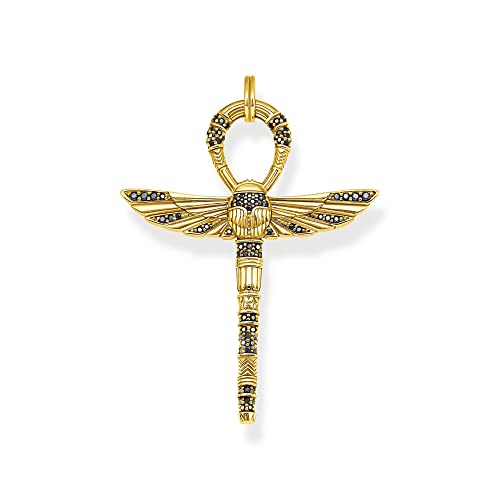 Thomas Sabo Herren Ketten Anhänger ägyptisches Lebenskreuz, mit schwarzen Zirkoniasteinen, 925er Sterlingsilber geschwärzt und 750er Vergoldung, Maße: 58 x 42 mm, PE741-414-11 Thomas Sabo Herren Ketten Anhänger ägyptisches Lebenskreuz, mit schwarzen Zirkoniasteinen, 925er Sterlingsilber geschwärzt und 750er Vergoldung, Maße: 58 x 42 mm, PE741-414-11 von THOMAS SABO