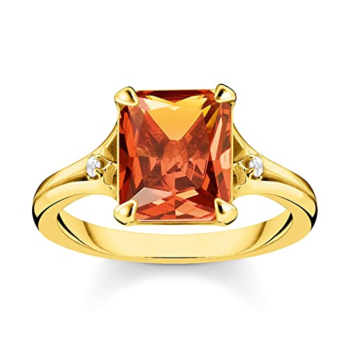 THOMAS SABO Ring für Damen Orangefarbener Stein mit Mond und Stern TR2297-971-8-52 Ringgröße 52/16,6 von THOMAS SABO