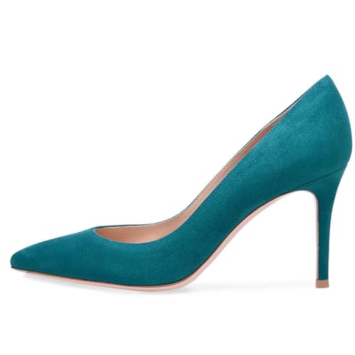 THOYBMO Damen Stiletto High Heels Sandalen Gespitzte Spitze Pumps Geschlossene Zehe Flacher Mund Slip-on Mehrere Farben Shoes Abschlussball Hochzeit Schuhe8.5-9.5CM,Green Yangjing,34 von THOYBMO