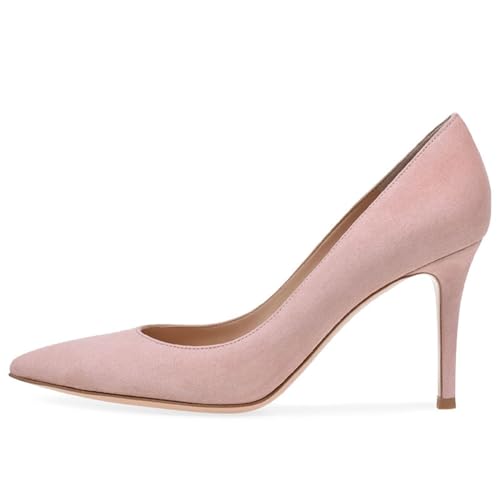 THOYBMO Damen Stiletto High Heels Sandalen Gespitzte Spitze Pumps Geschlossene Zehe Flacher Mund Slip-on Mehrere Farben Shoes Abschlussball Hochzeit Schuhe8.5-9.5CM,Pink Yangjing,40 von THOYBMO